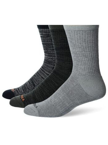 Merrell Lightweight Wool Hiking Sock (Black/Grey) (3 Pairs)